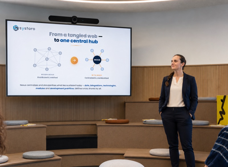 Systaro-CTO Antonia Engfors präsentiert die Lösung